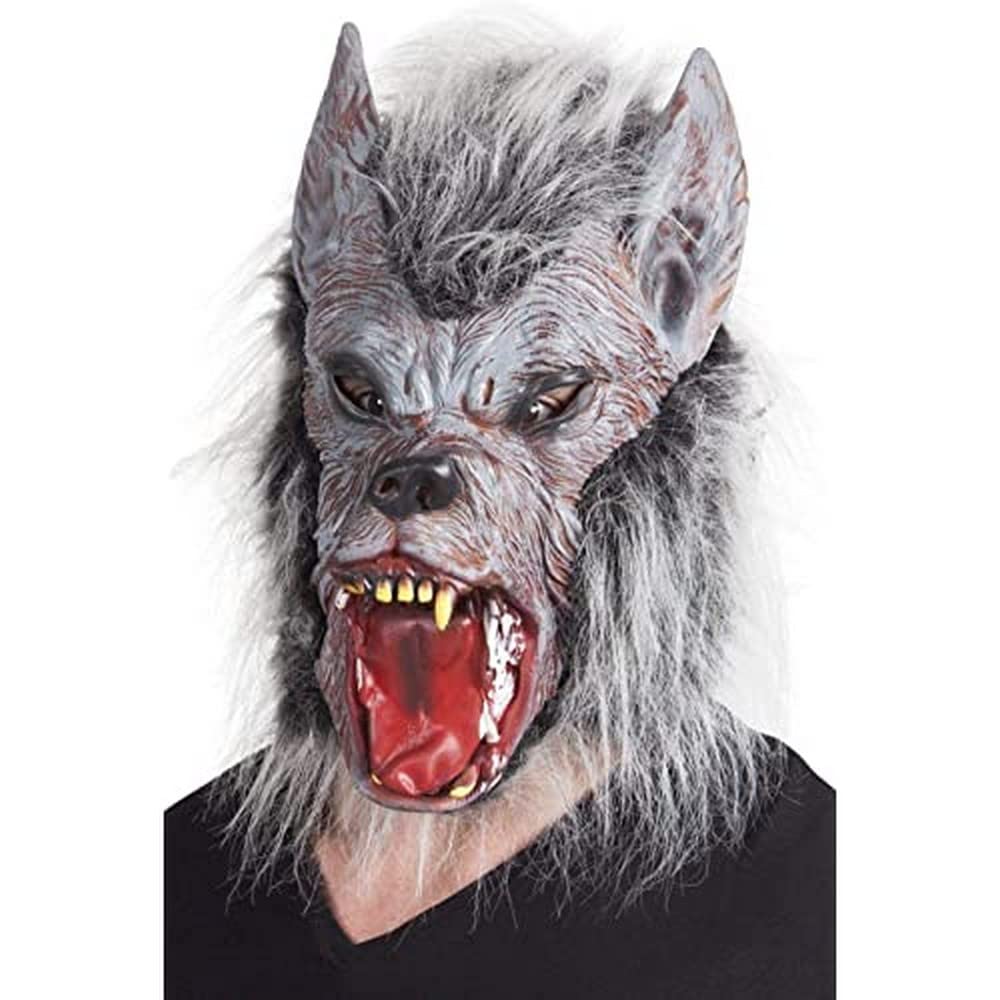 Boland 97515 Latex Werewolf Werewolf Mask with Fur, Grey, One Size