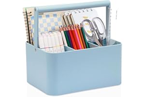 LAFARA Multipurpose Caddy Organizer with Handle and Adjustable Divider, Portable Art Supply Storage Organizer for Art Craft Supplies, Dorm, Classroom, Office, Bathroom, Shower, Cleaning, Makeup (Blue)