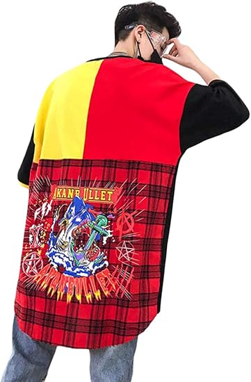 Amazon Bestmood Tシャツ メンズ 半袖 ゆったり 夏 カットソー ロング丈 ジッパー ファッション ティーシャツ ビッグシルエット 原宿系 トップス ヒップポップ ストリート系 Tシャツ カットソー 通販