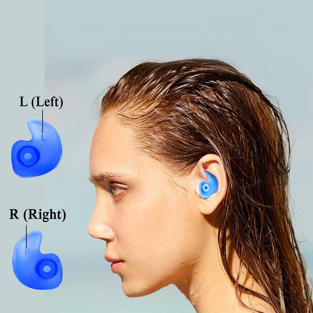 Go-sport Swimming Ear Plugs 3 Pairs Waterproof Reusable Silicone Ear Plugs for Swimming Showering Diving Surfing Snorkeling and Other Water Sports (Adult Size) (Black+Blue+White) : Sports & Outdoors