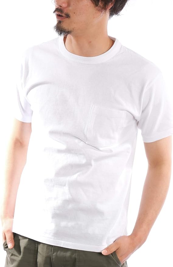 Amazon 半袖tシャツ メンズ クルーネック ポケット付き 厚手 6 2オンス 無地 白 黒 グレー 紺 カーキ 春 夏 ポケットtシャツ カットソー お洒落 ユニセックス 男女兼用 レディース対応 Tシャツ カットソー 通販