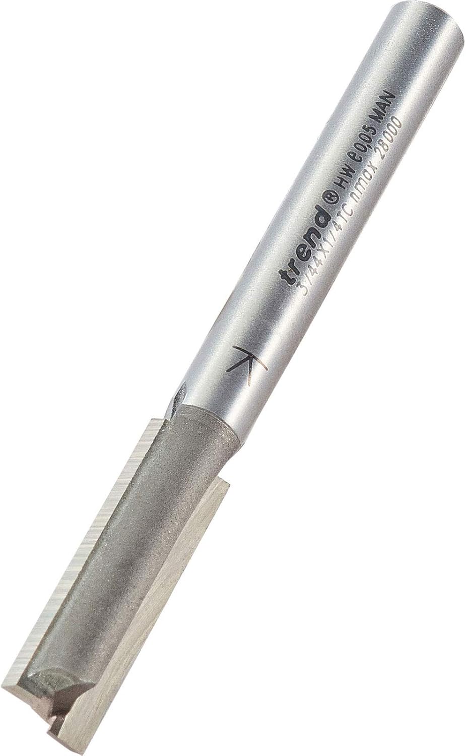 Trend Professional Straight Two Flute Router Cutter, 1/4 Inch Shank, 8.1mm Cut Diameter and 25mm Cut Length
