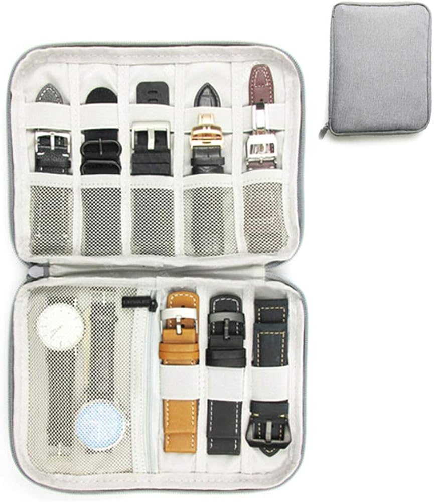Portable Watch Band Storage Bag with Zipper Watch Strap Organizer for Most Sizes of