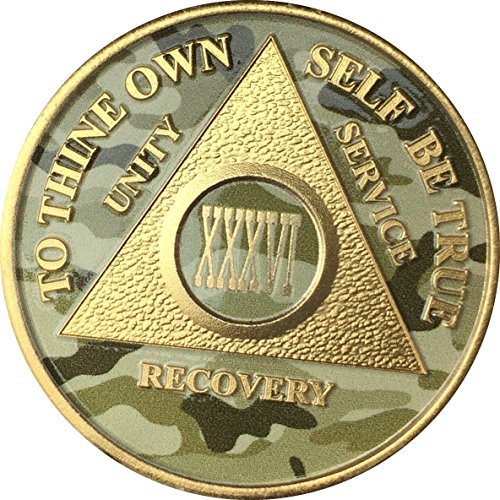 36 Year AA Medallion Camo Gold Plated Anniversary Chip Camouflage Color