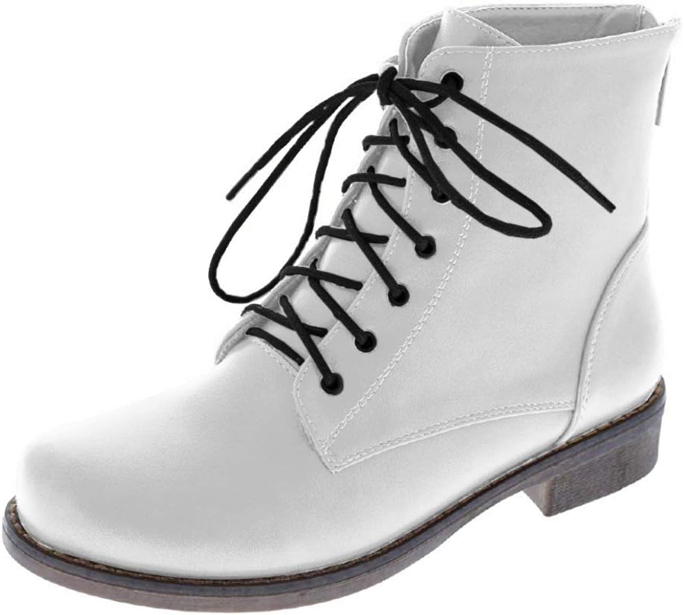 Womens Combat Boots Military Lace Up with Rear Zipper