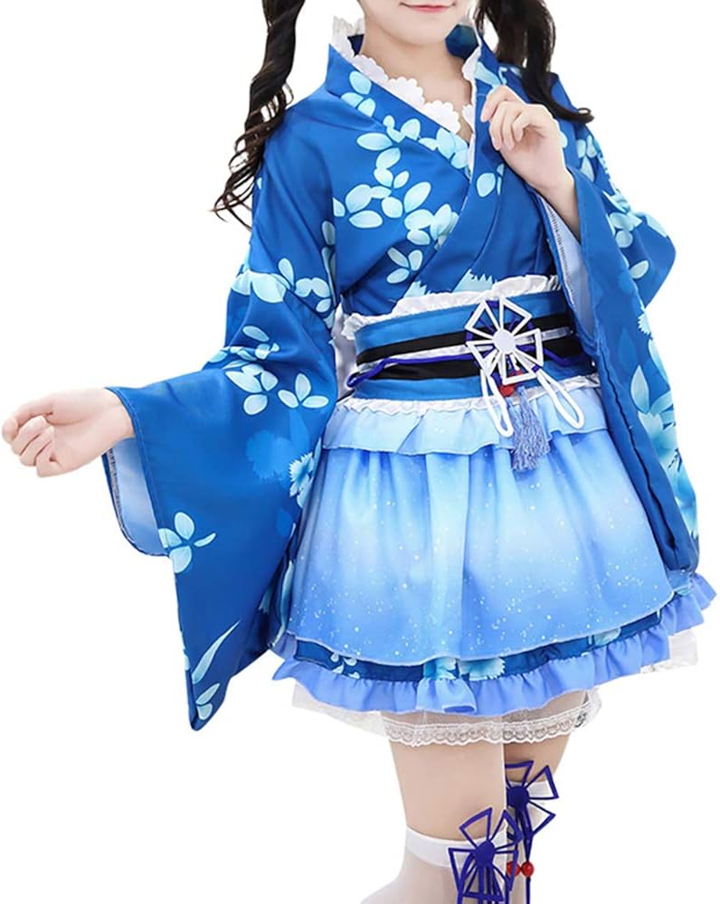 Japanese Kimono Costumes Floral Print 