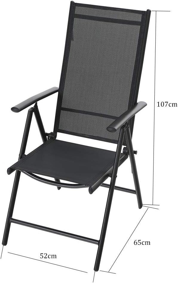 PHI VILLA Garden Chairs Sets of 2 Foldable with Aluminum frame, Adjustable with 7 Seating Positions - Image 5