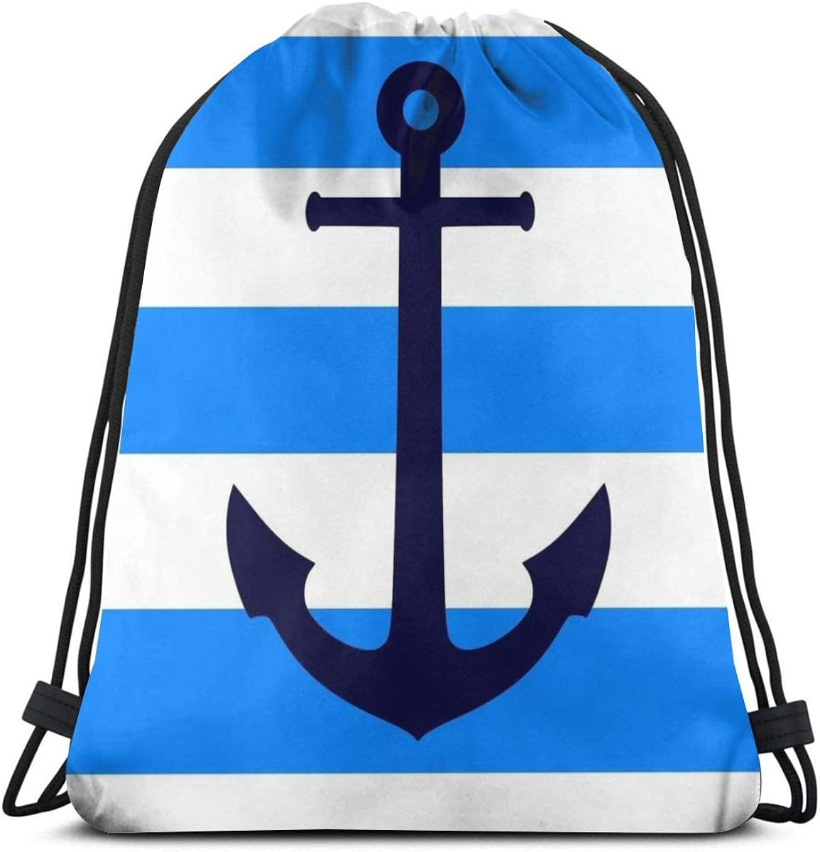 navy blue and white striped backpack