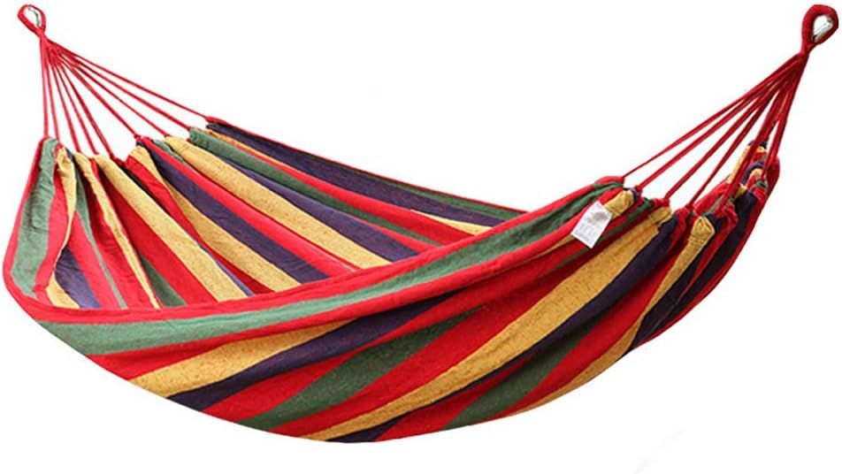 Folding chair Anti-rollover canvas hammock, outdoor camping rainbow striped swing hammock