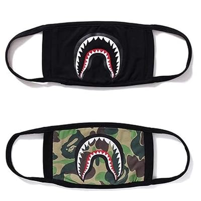 2 Pack Camping First Aid Kits Bape Black Black Shark Face Mask