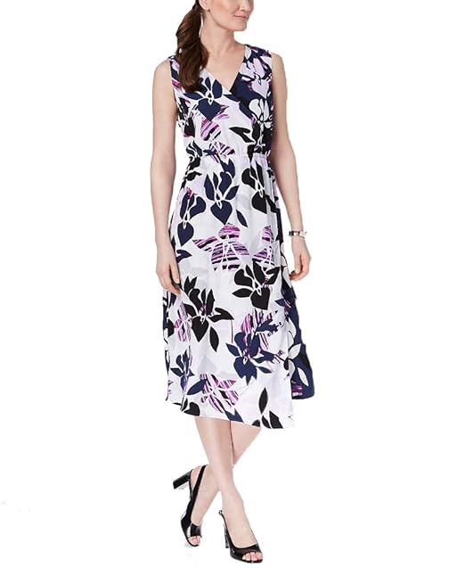 faux wrap midi dress
