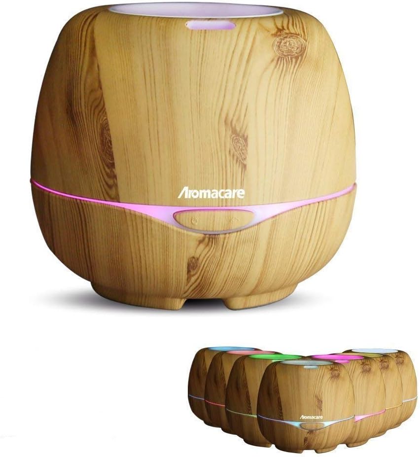 Essential Oil Diffuser,300ml Aromatherapy Electric Cool Mist Modes Humidifiers,Ultrasonic Aroma Diffusers with Waterless Auto Shut-off, 7 Colorful LED Lights for Home Office Bedroom Living Room Baby Room - Wood Grain [Upgraded]