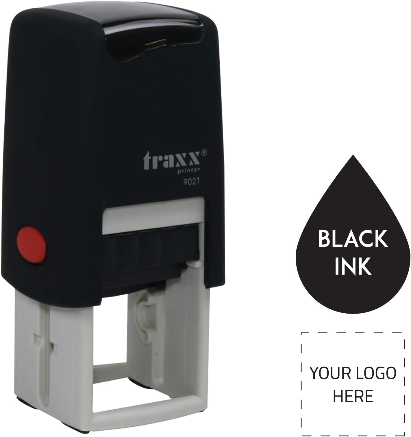 Traxx 9021 Small Size Loyalty Card Self Inking Rubber Stamp *Add Your Own Logo Loyalty Stamp* in Black Ink - Imprint is Small 14 x 14mm