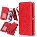 iPhone 6S Case, iPhone 6 Case, Itrendz 12 Card Holder Pro - [Zipper Cash Storage] Premium Button PU Leather Wallet Case Cover With Detachable Magnetic Hard Case For iPhone 6S/6 (4.7 Inch), Red