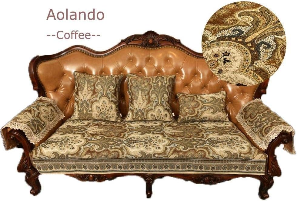 sideli Heavy Chenille Brown Sofa Slipcover Coffee Sofa Cover Sofa Protector Non-Slip Sofa Pad Fabric Lace Sofa Cover Sold by Piece(Coffee, Oversized Sofa-sofa cover)