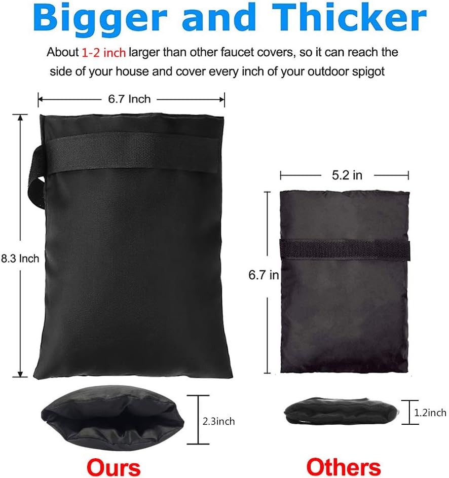 Outdoor Faucet Cover Socks for Winter, XL Outside Tap Cover for Garden Freeze Protection, 8.3”H x 6.7”W, Waterproof Insulated Faucet Protector, Spigot Cover to Prevent Freeze Ups, Bursting Pipes: Home Improvement