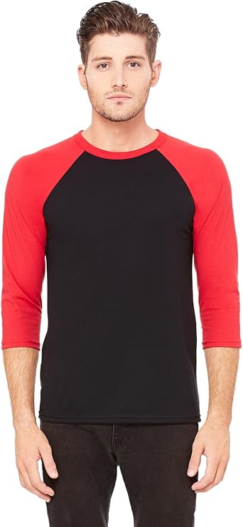 black and red baseball tee