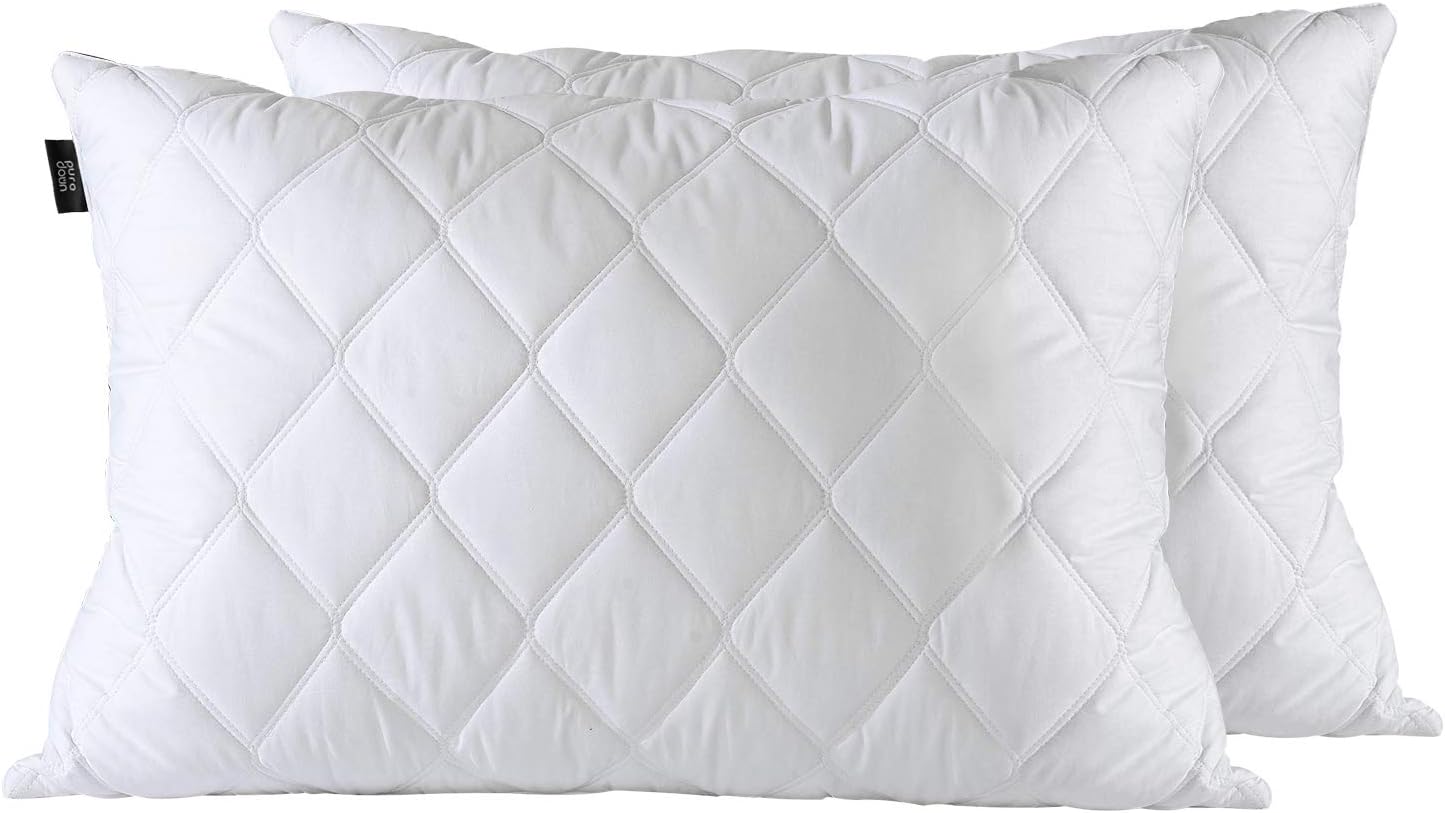 Amazon Com Puredown Down Feather Pillows For Sleeping Medium