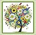 Benway Counted Cross Stitch Kit Colorful Lucky Tree Flowers Tree 14 Count 15''x15''