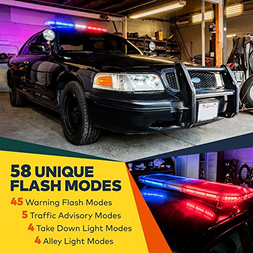 LAMPHUS SolarBlast SBFB98 47" 98W Emergency Vehicle LED Full-Size Light Bar [SAE J595 Class III] [58 Flash Modes] [INC. Controller Box] [Universal & Permanent Mount] Amber Rooftop Warning Light - Thumbnail 2