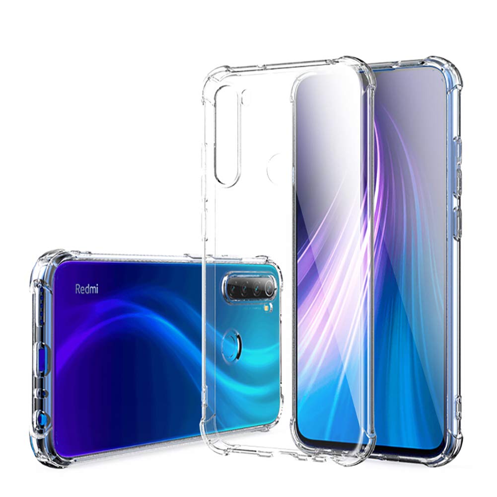 UCMDA Cover per Redmi Note 8 & Pellicola Protettiva in Vetro Temperato, Custodia Redmi Note 8 Silicone Morbido, Anti Graffio Pellicola Protezione per Xiaomi Redmi Note 8
