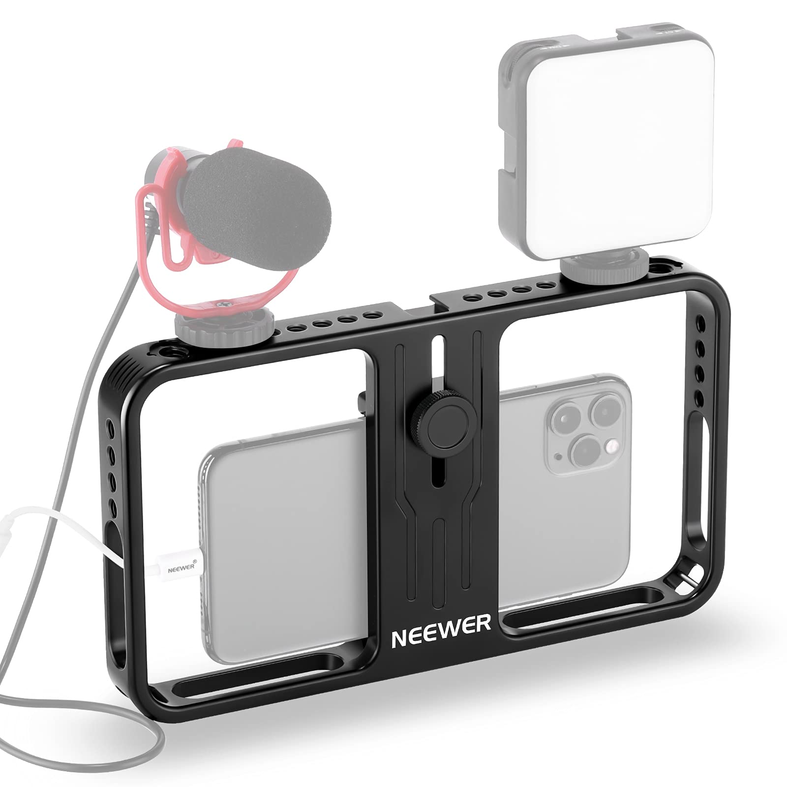 NEEWER Smartphone Video Rig,Portable Stabilizer Film Making Cage,Video Maker Vlog Rig Accessory Compatible with iPhone14 Plus14 Pro Max13 Pro Max Samsung Huawei(CG100)