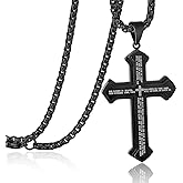 Rehoboth Men's Stainless Steel Nail Lord's Prayer Cross Pendant Necklace for Men Women Big Pendant and Strong Chain 24"