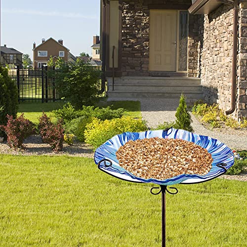 BEBEKULA Glass Bird Baths for Outdoors, 26" Height Bird Bath Bowl
