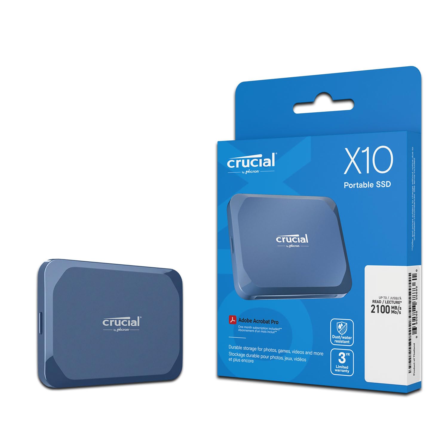 Crucial(クルーシャル) X10 外付け SSD 8TB USB3.2/Type-C iPhone15シリーズ動作確認済 最大読込速度2100MB/秒 正規代理店保証品 Mylioモデル CT8000X10SSD9-02商品画像