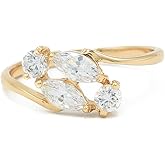Delicate Marquise & Round Cut Cubic Zirconia CZ Engagement Ring, 18k Yellow Gold Filled Plated