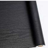 Abyssaly Black Vinyl Wrap Self Adhesive Wood Grain 60cm x 300cm view 1