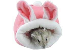 WishLotus Hamster Bed, Mini Soft and Warm Hamster House Cute Non-Slip Hamster Sleeping nest Small Animals Bedding House for Dwarf Hamsters, Mini Hedgehogs and Small Pets (Pink)