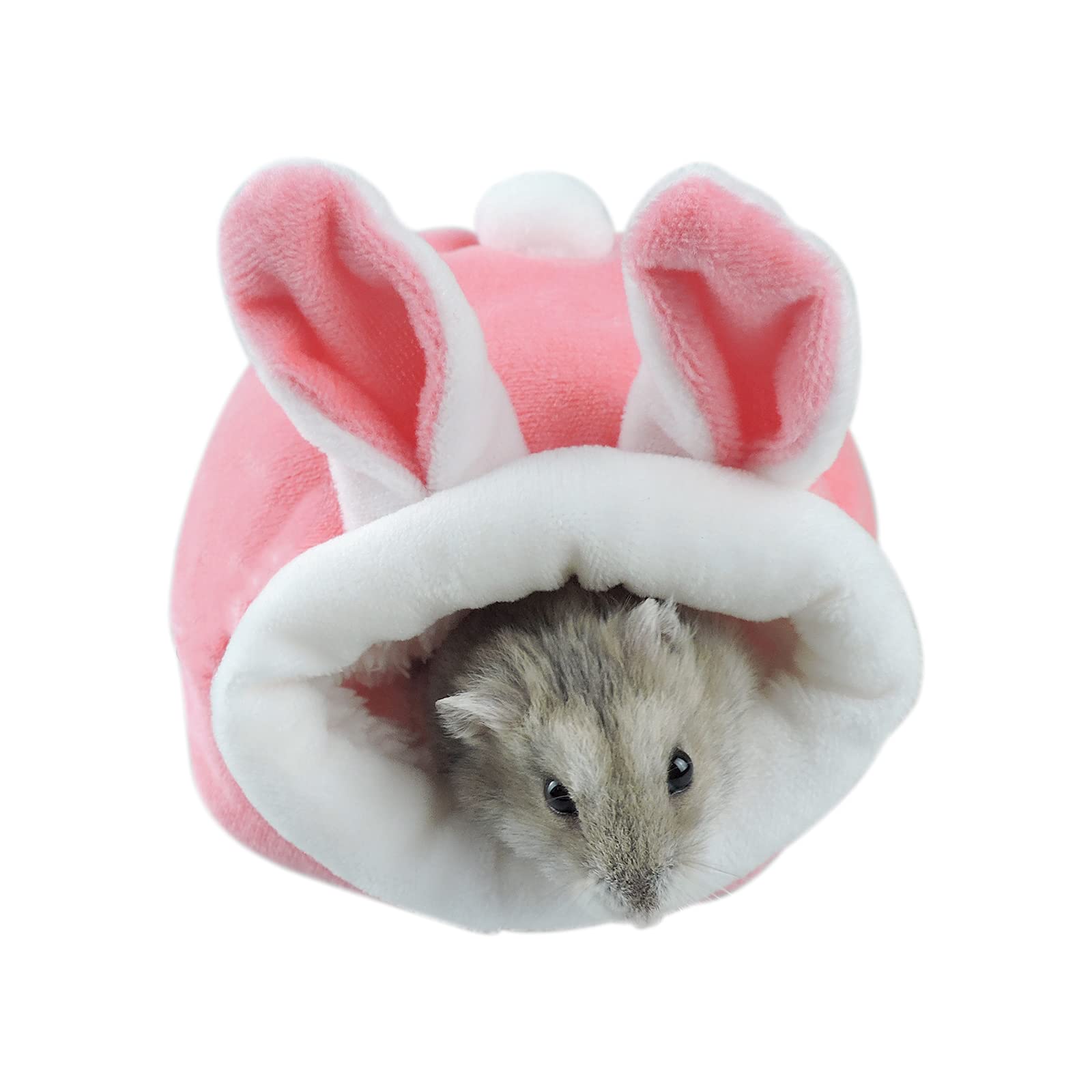 Andiker Hamster Bed, Mini Soft and Warm Hamster House Cute Non-slip Hamster Sleeping nest Small Animals Bedding House for Mini Hedgehogs, Dwarf Hamsters and Small Pets (Pink)