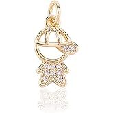 Stiesy 10 Pcs Brass Micro Pave Clear Cubic Zirconia Little Boy Pendants Charms 18K Gold Plated CZ Crystal Human Dangle Charms for Earring Bracelet Jewelry Making - 14.5x9x2.5mm