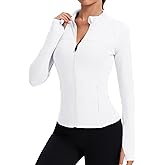 Rapbin Women's Full Zip Workout jackets Runing Slim Fit Athletic Tops With Thumb Holes