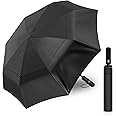 Decjour Golf Umbrella for Rain, Extra Large Umbrella Windproof 8 Ribs, Large Compact Golf Umbrella, Double Canopy Heavy Duty Umbrella, Automatic Open Close Black Umbrella