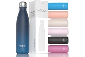 WATERSY Stainless Steel water bottles,17oz/500ml Insulated Water Bottles,Blue Green metal water bottle Keeps Drink Cold and H