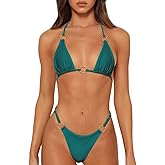 MIKETAI Sexy Bikinis for Women 2 Piece Bikini Spaghetti Strap Swimsuits Solid Color Bathing Swimwear Triangle Bathing Suit