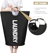 Maxsilan 90L Large Laundry Basket Freestanding Collapsible Black view 5