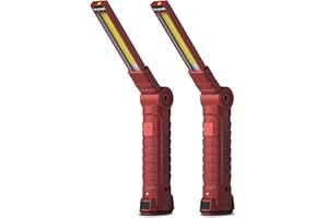 Coquimbo Tool Gifts for Men, Rechargeable LED Work Lights Grill Light with Magnetic Base 5 Modes 360° Rotate (2pack Red)