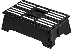 IHOMEPARK 5 Inch Folding Step Stool for Adults, Portable Step Stool with Handle, Foldable Stepstool for Kids Elderly, Suitable for Kitchen, Bathroom, Toilet RV, Black