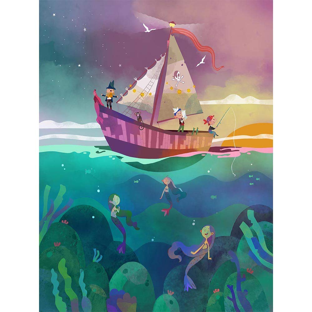 Wee Blue Coo Pirates Mermaids Unframed Wall Art Print Poster Home Decor Premium — image 1