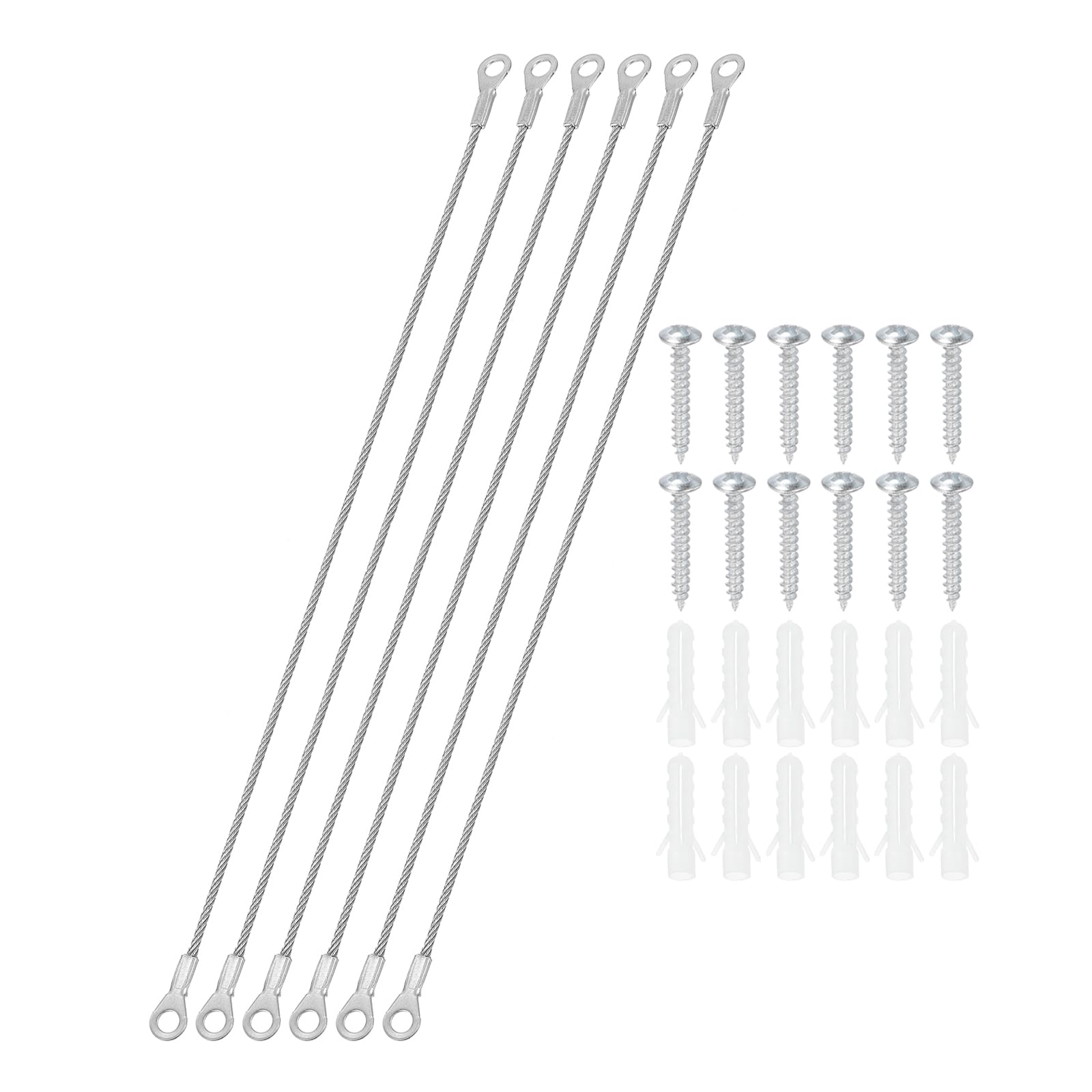 PATIKIL Cabinet Door Restraint Kit 2mm x 30cm, 6 Pack Stainless Steel Flexible Braided Cable Door Hinge Limiter for Limiting Chest Cupboard Door Opening Angle Swing