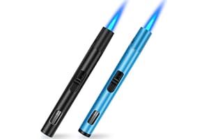 Butane Torch Lighter 2 Pack Pen Torch BBQ Lighter Refillable Gas Lighter Long Reach Windproof Lighters for Candle Barbeque Fi