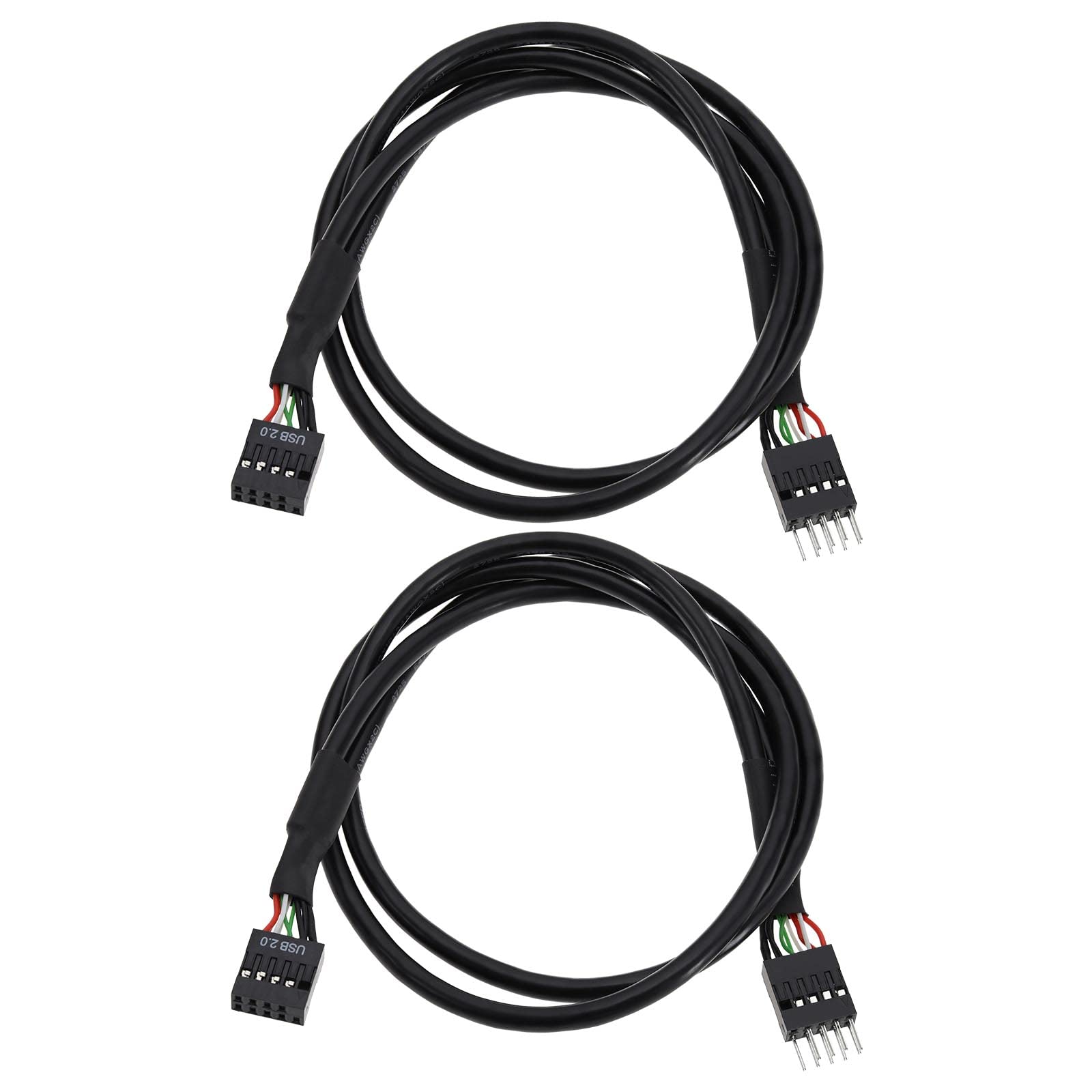 Be In Your Mind 2PCS USB Header Extension Cable USB 2.0 9-Pin Male to 9-Pin Female Internal Motherboard Header Cable for USB Ports Expansion Cards Motherboard Ports 51.5cm