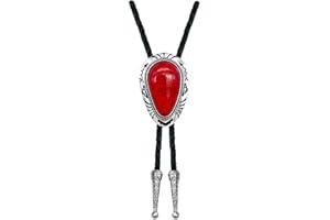QUKE Stone Bolo Tie Native Western Cowboy Handmade Hand-woven Leather Bola Tie Necktie For Men Women