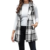 IDEALSANXUN Plaid Vest for Women Fall Winter Sleeveless Blazer Jackets