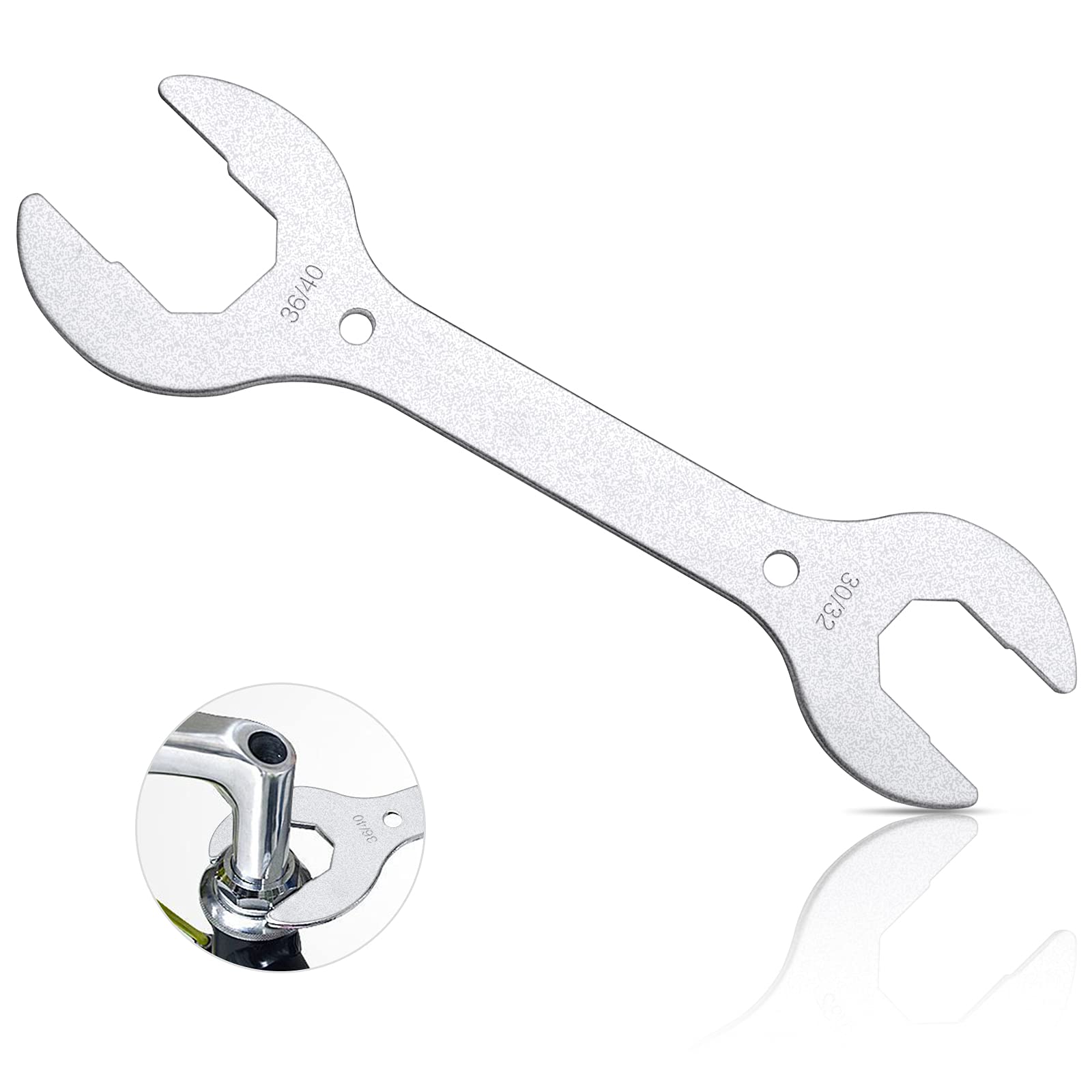 ShiSheng 1PC Universal Bike Headset Wrench Tool – 30/32/36/40mm Multi-Size Spanner for Bicycle & Scooter Repair – Silver Alloy Maintenance Kit