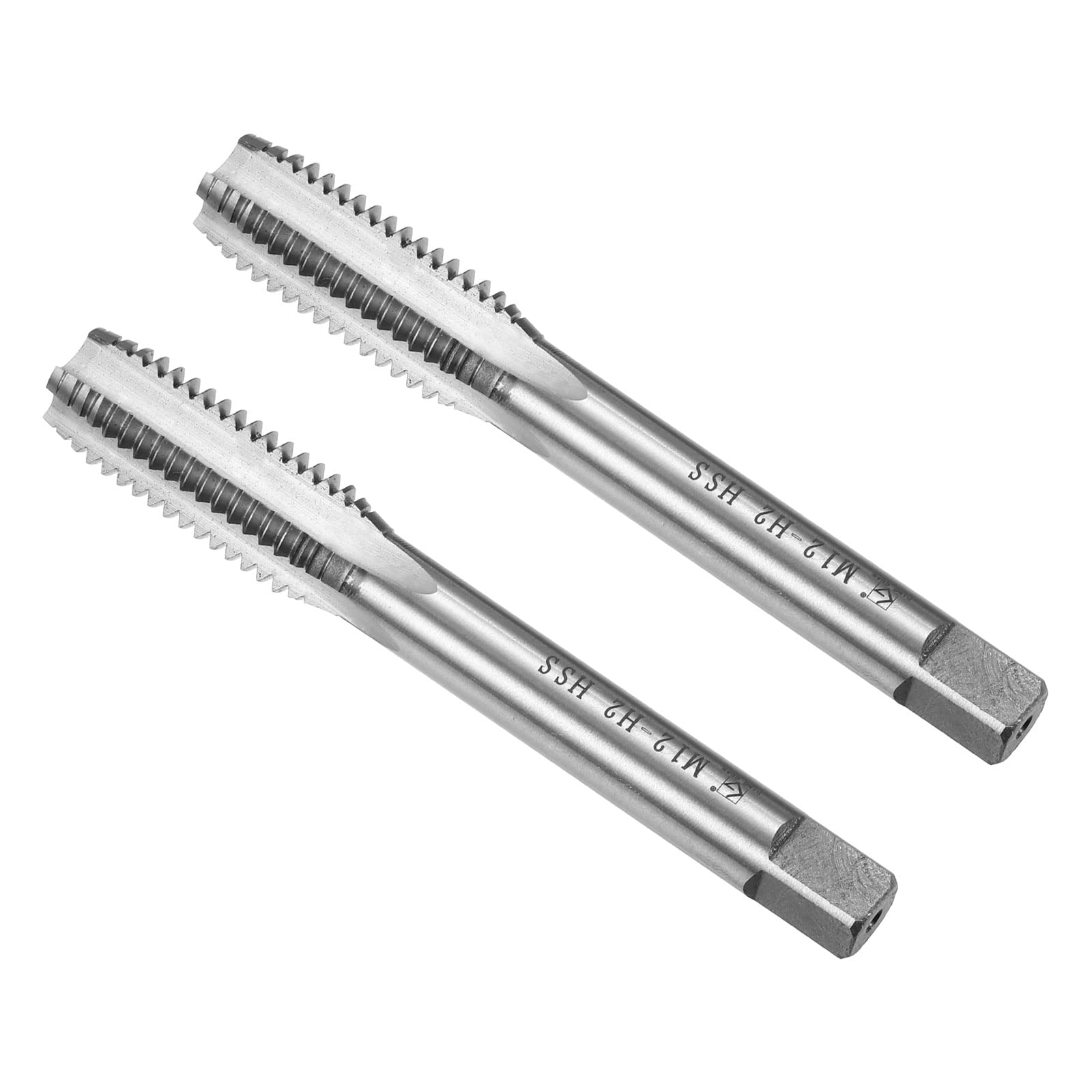 CoCud Thread Milling Taps, Metric M12 x 1.75 Thread H2, High Speed Steel Machine 4 Straight Flutes Screw Threading Tool - (Applications: for Tapping Drilling Machine), 2-Pieces — image 1