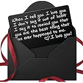 Metal Wallet Card - I Love You Gift for Husband, Boyfriend - Laser Engraved, Durable Keepsake for Him - Valentines, Anniversary, Birthday - Gift Ready Envelope Included